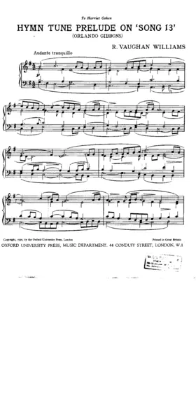 Hymn Tune Prelude on Song 13 by Orlando Gibbons