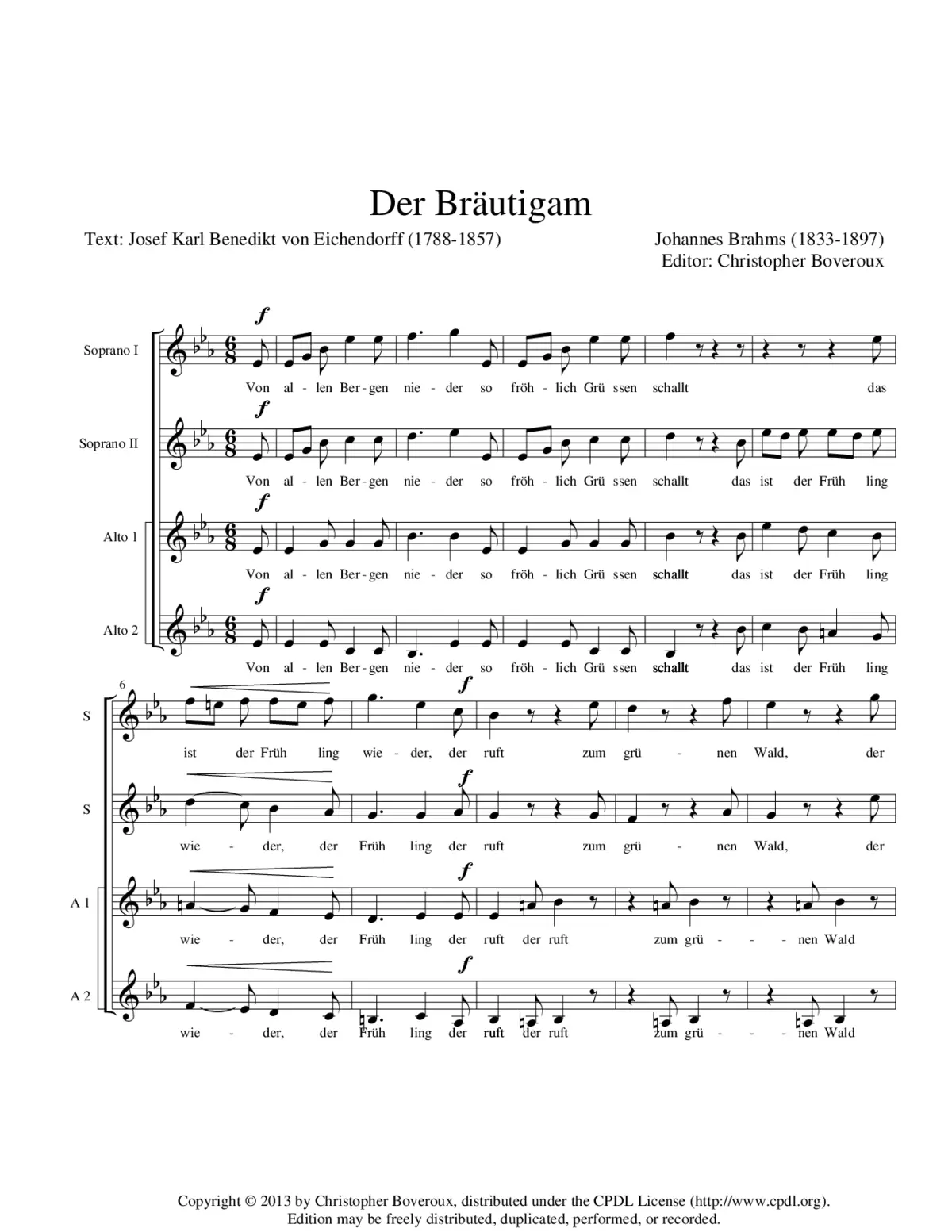 Der Bräutigam, Op. 44, No. 2 - Page 1