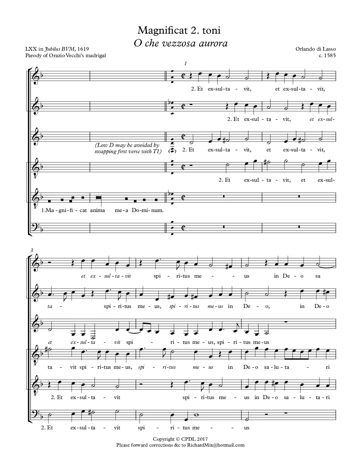 Magnificat O che vezzosa aurora - Page 1