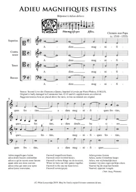 Adieu magnificques festins