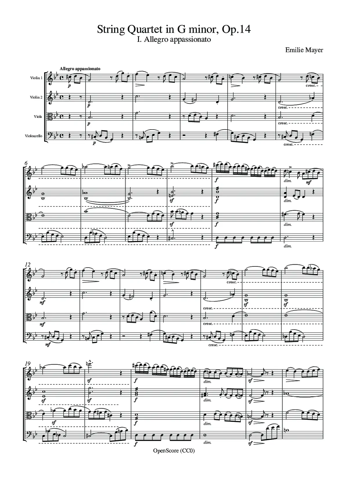 String Quartet in G minor, Op.14 - Page 1
