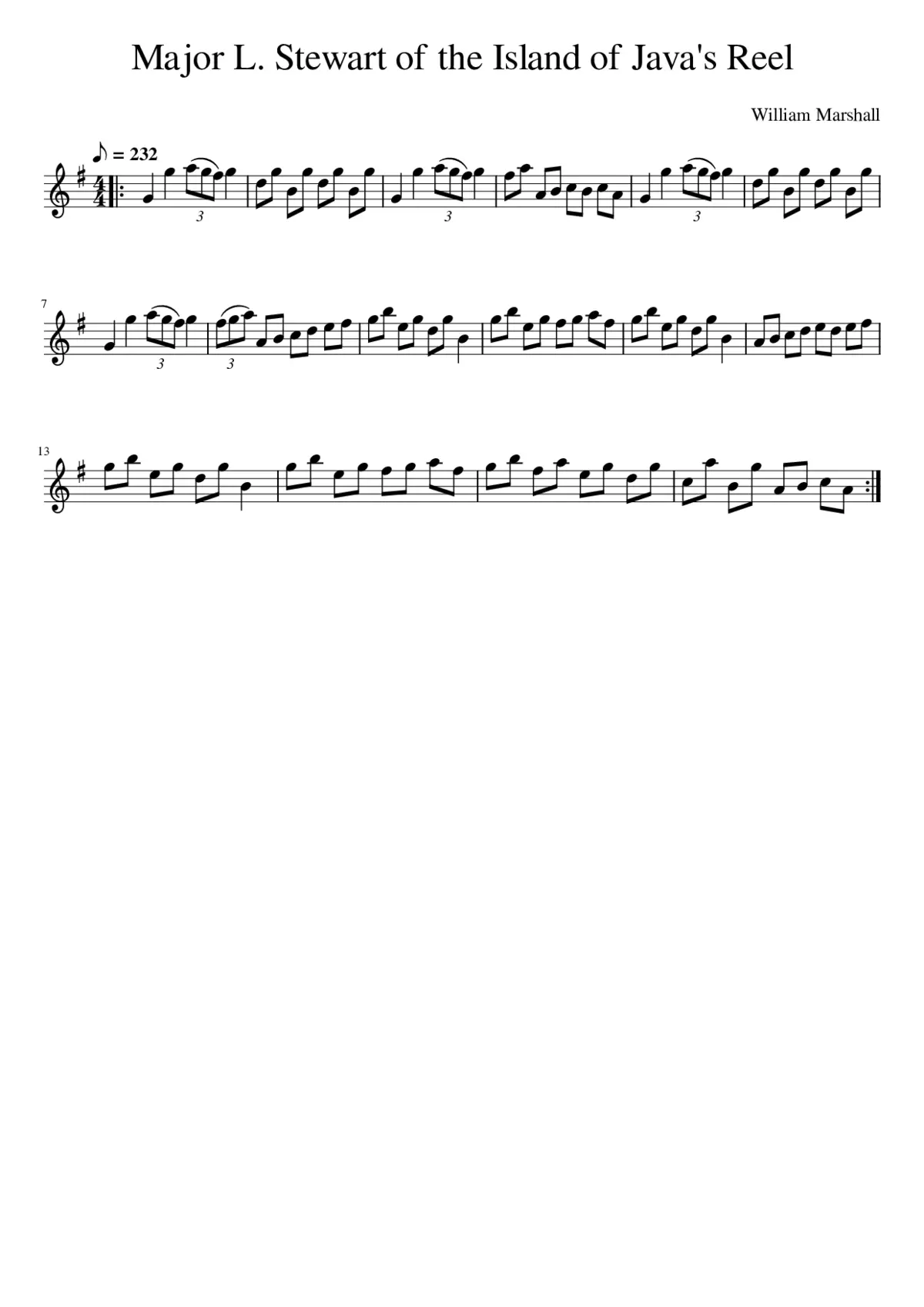 Major L. Stewart of the Island of Java's Reel - Page 1