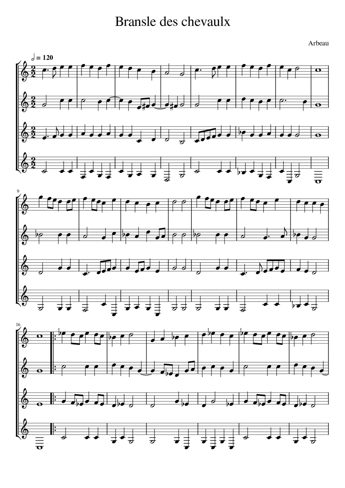 Bransle des chevaulx - Page 1