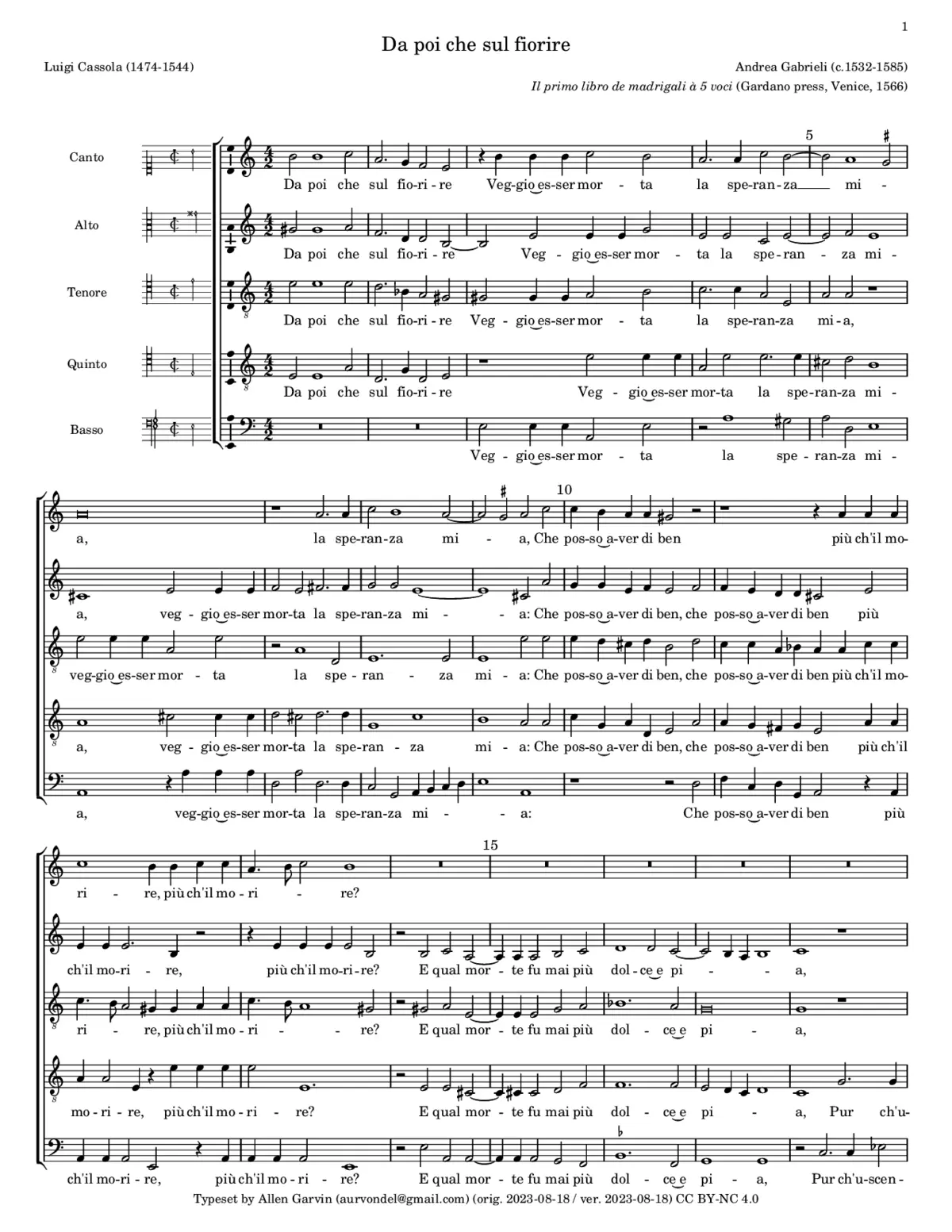 Da poi che sul fiorire - Page 1