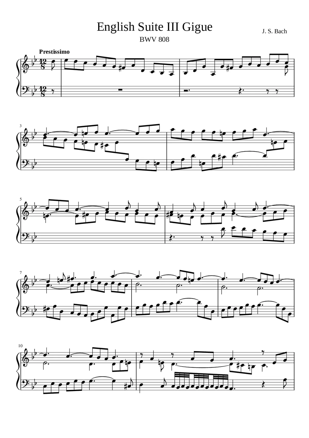 English Suite No.3 in G minor BWV 808 - Page 1