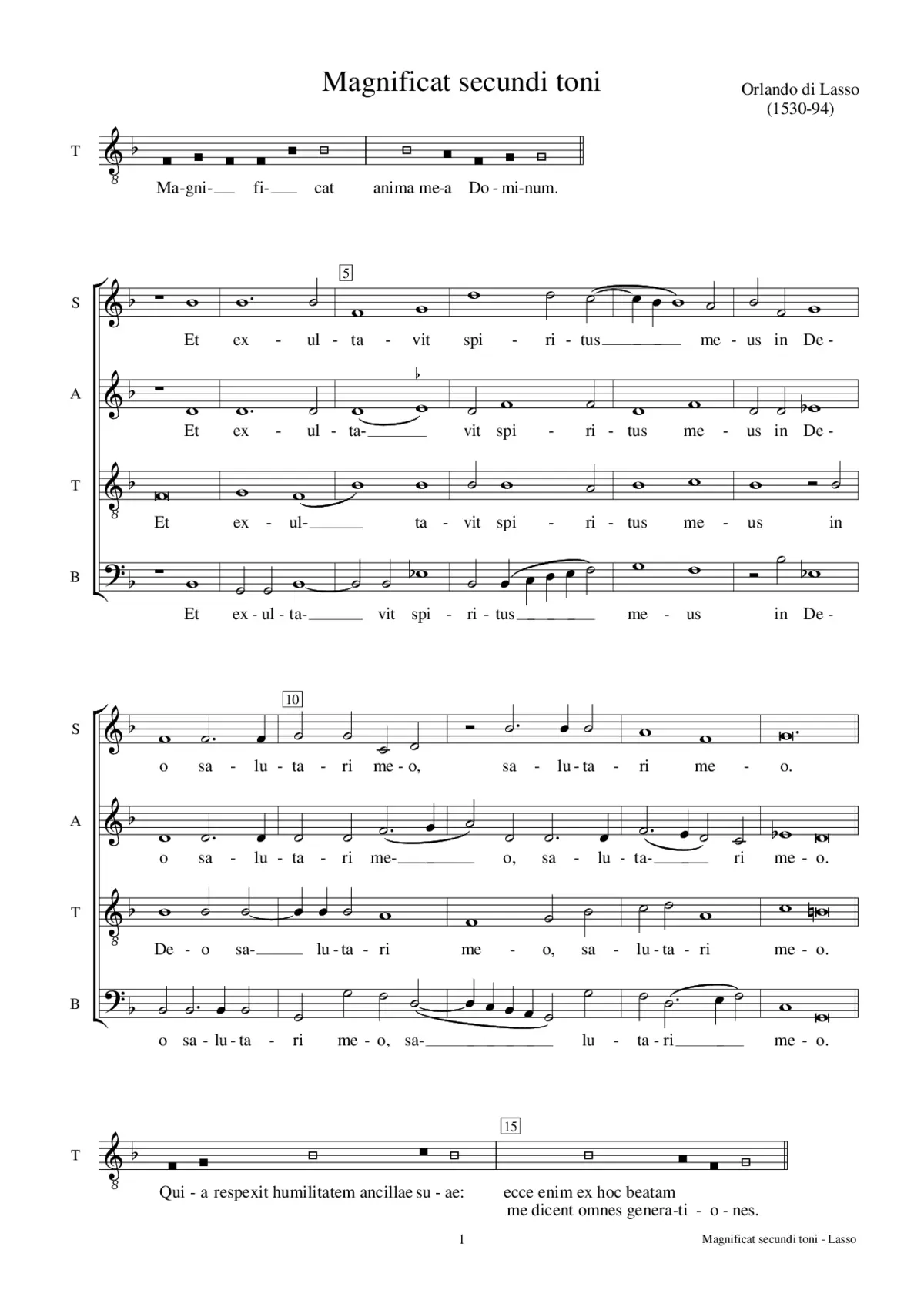 Magnificat secundi toni - Page 1
