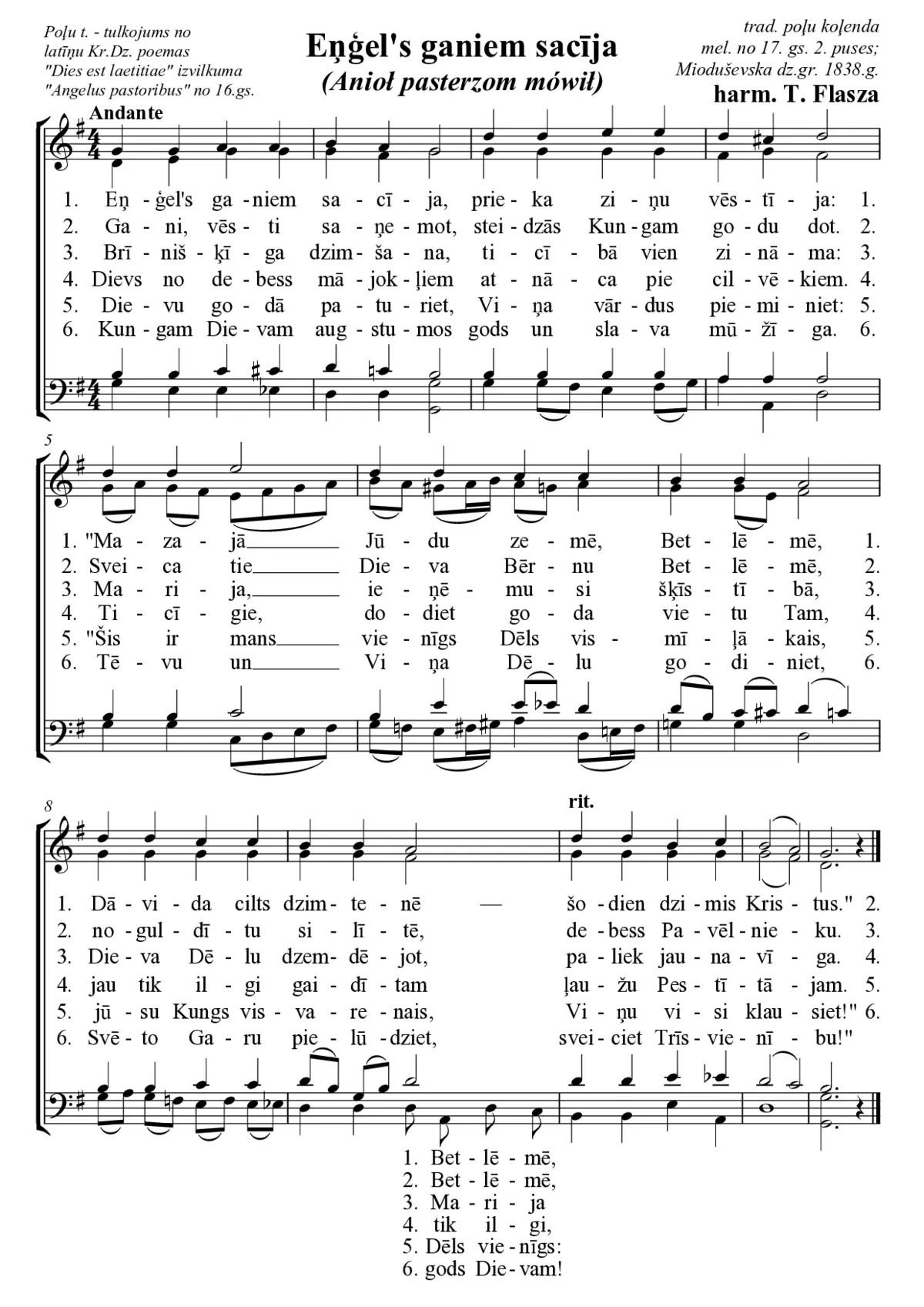 Eņģel's ganiem sacīja (Anioł pasterzom mówił) - Page 1