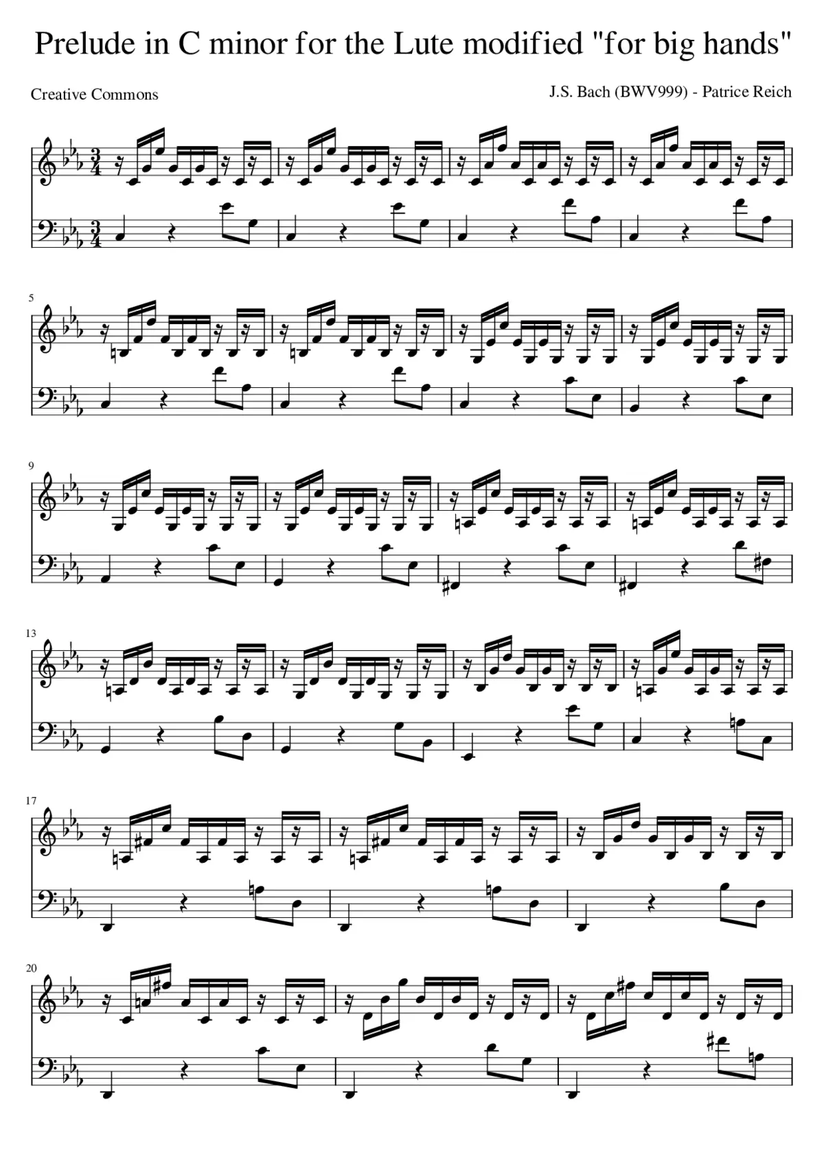 Prelude in C minor BWV 999 - Page 1