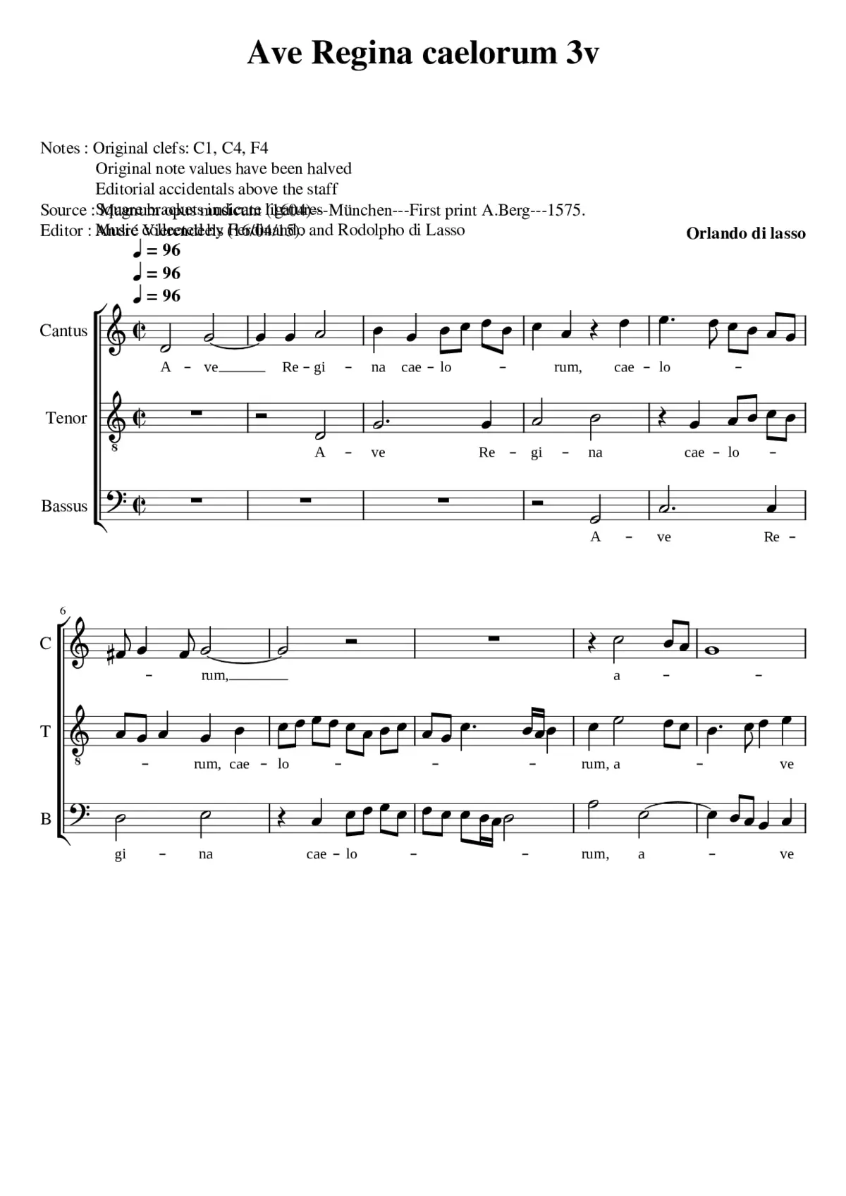 Ave Regina caelorum a 3 (1 of 5 settings) - Page 1