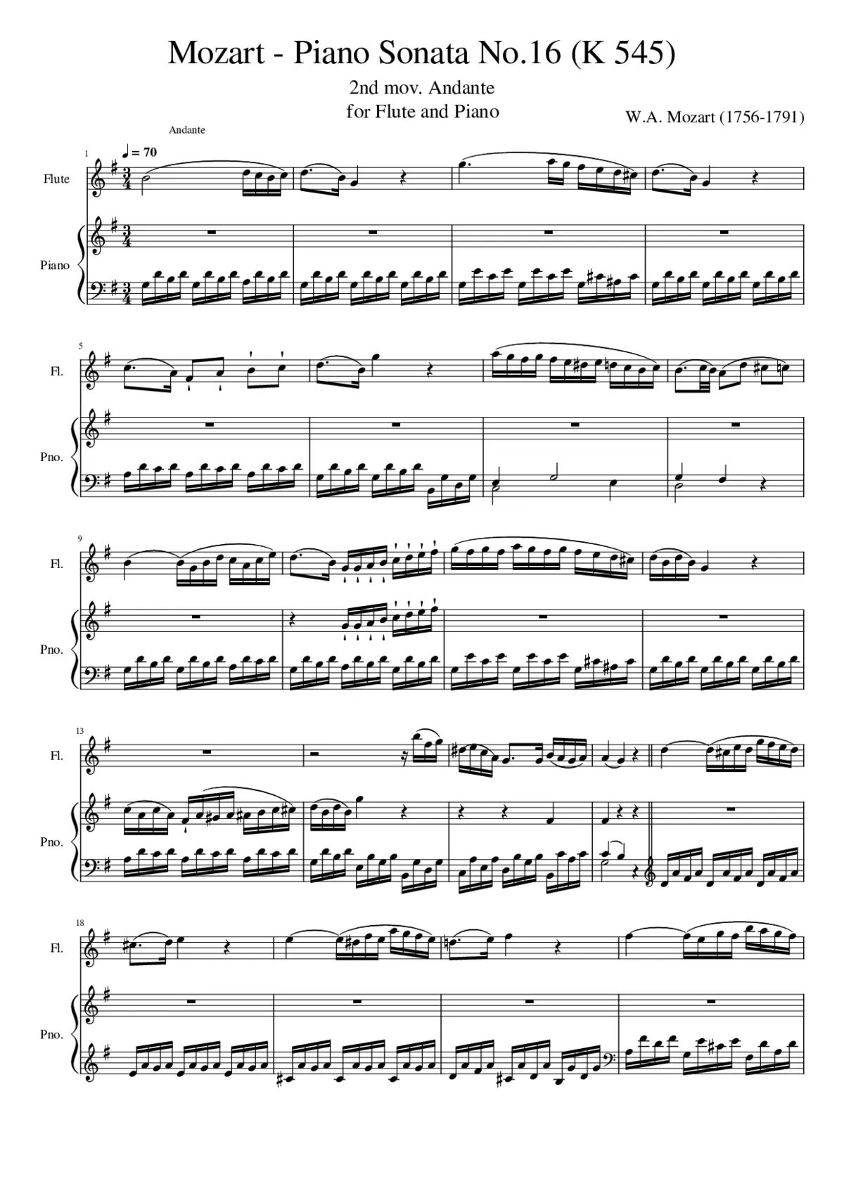 Piano Sonata No.16 in C major K.545 - Page 1