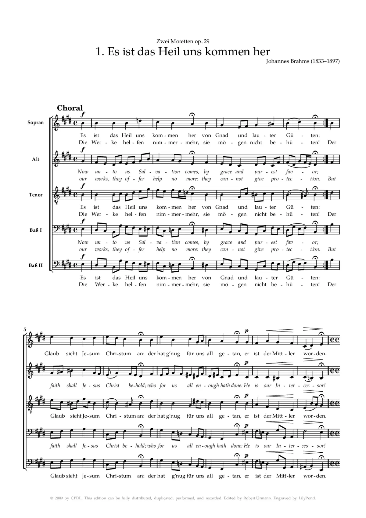 Es ist das Heil uns kommen her, Op. 29, No. 1 - Page 1