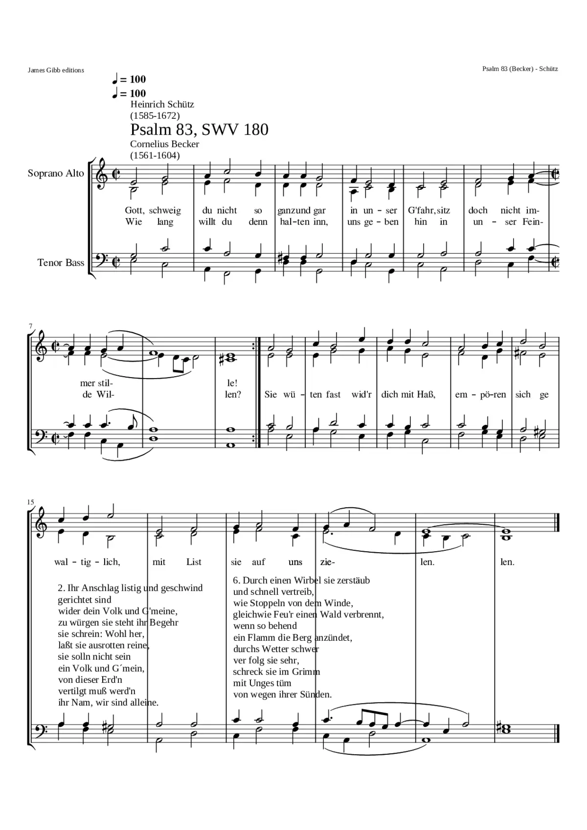 Gott schweig du nicht so ganz und gar SWV 180 - Page 1