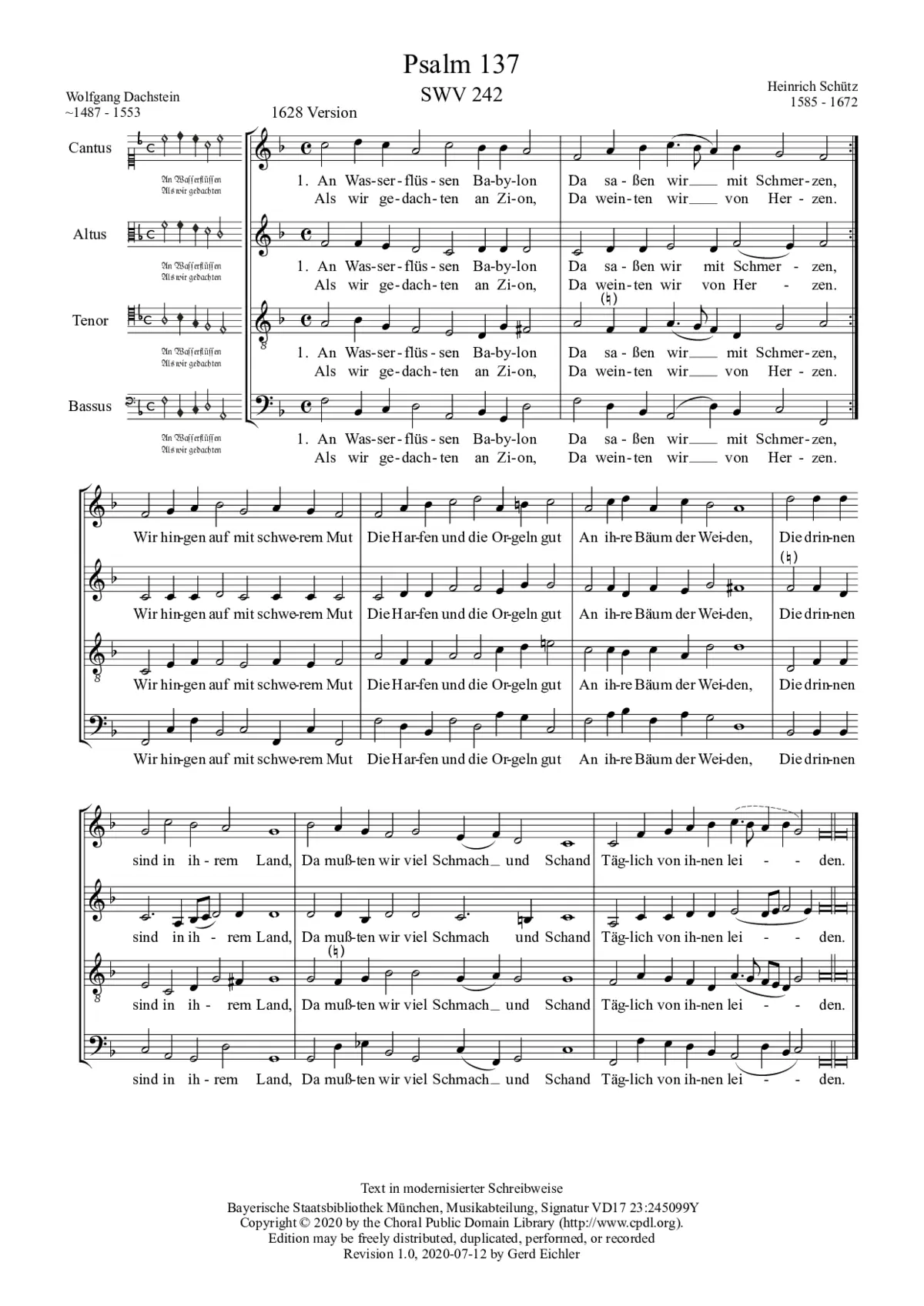 An Wasserflüssen Babylon, SWV 242 - Page 1