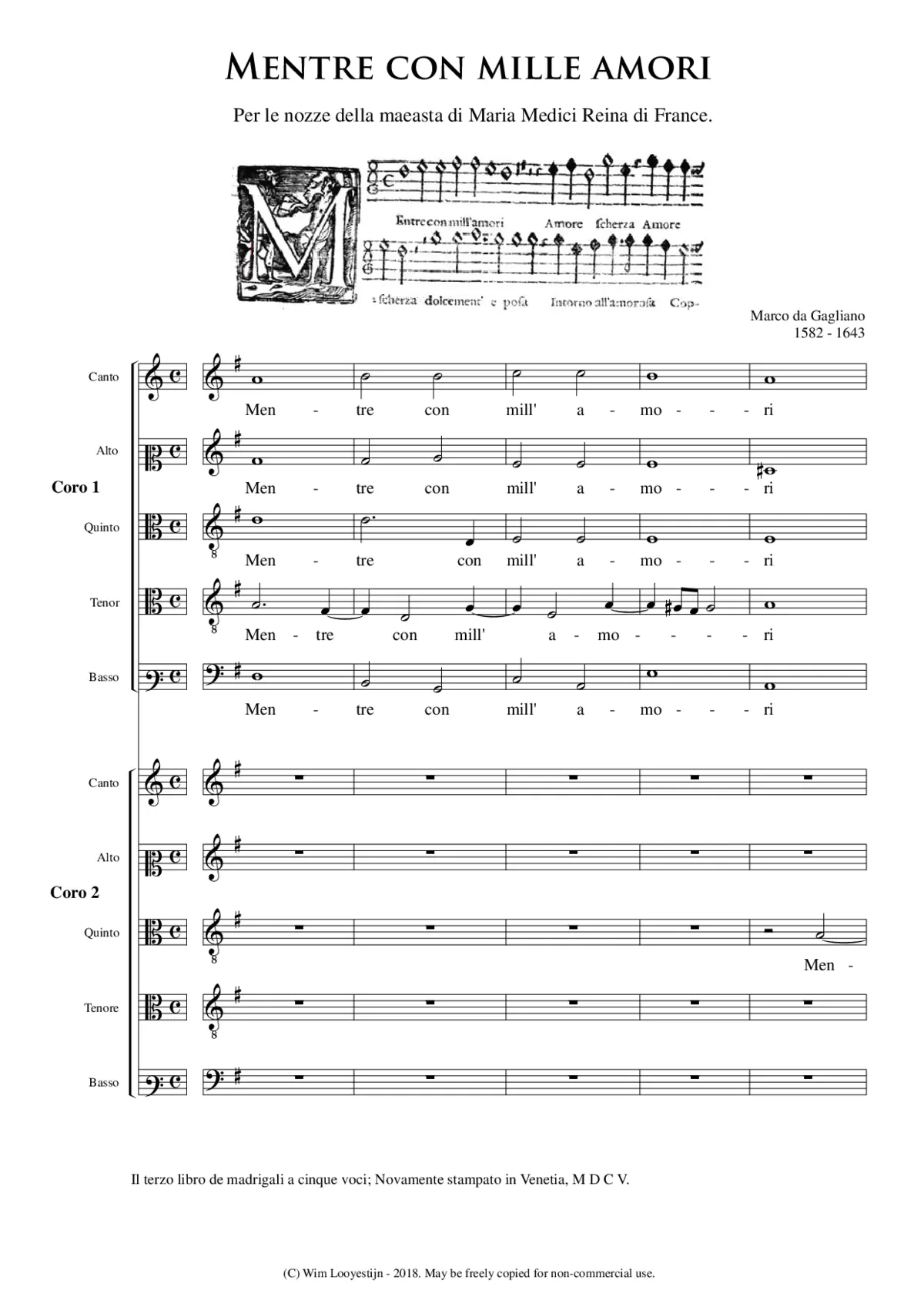 Mentre con mille amori - Page 1