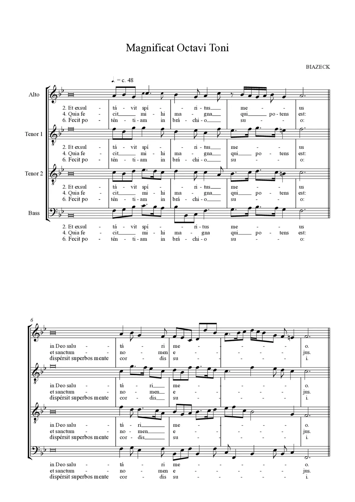 Magnificat Octavi Toni (ATTB) II - Page 1
