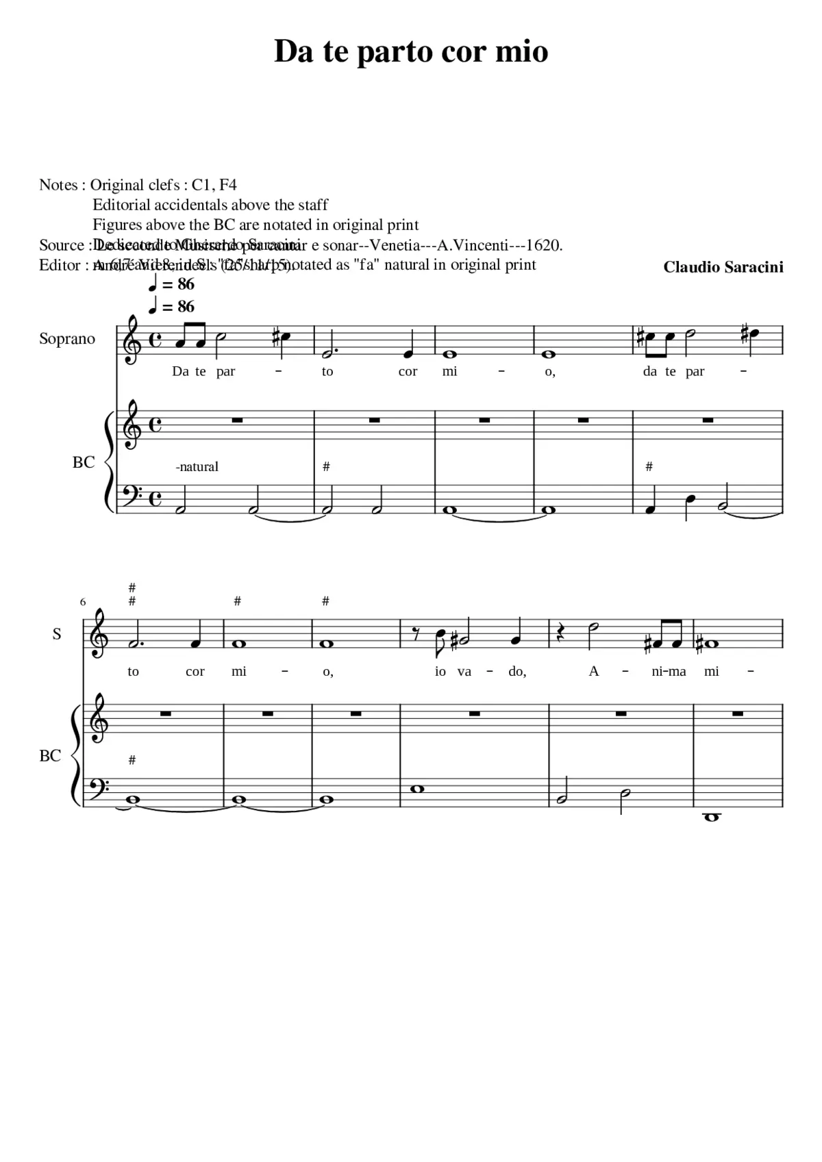 Da te parto cor mio - Page 1