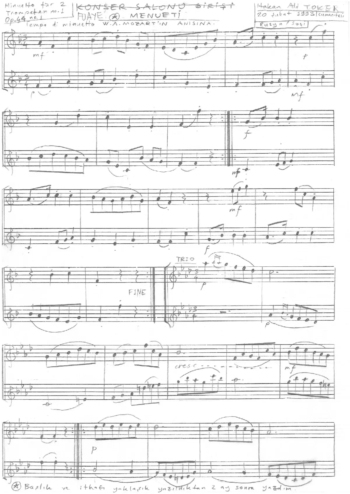 2 Minuets for 2 Trumpets - Page 1