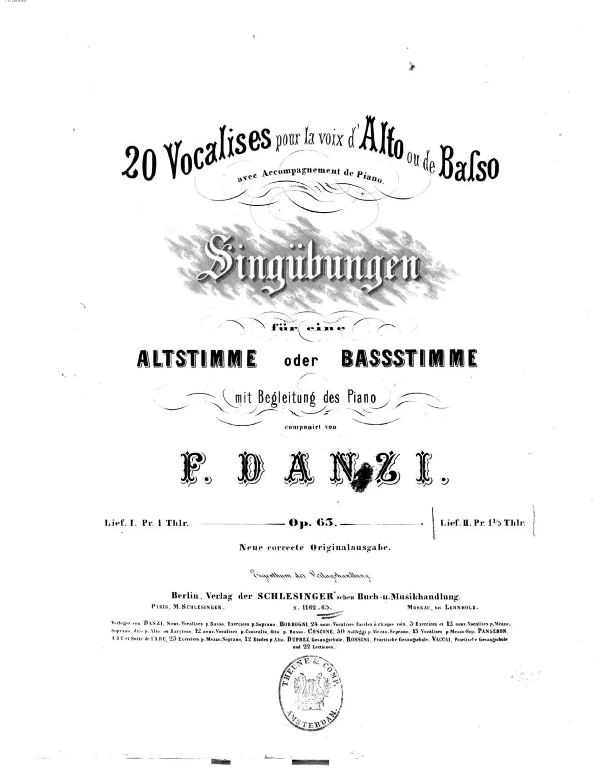 20 Singübungen für eine Altstimme oder Bassstimme mit begleitung des Piano - Page 1