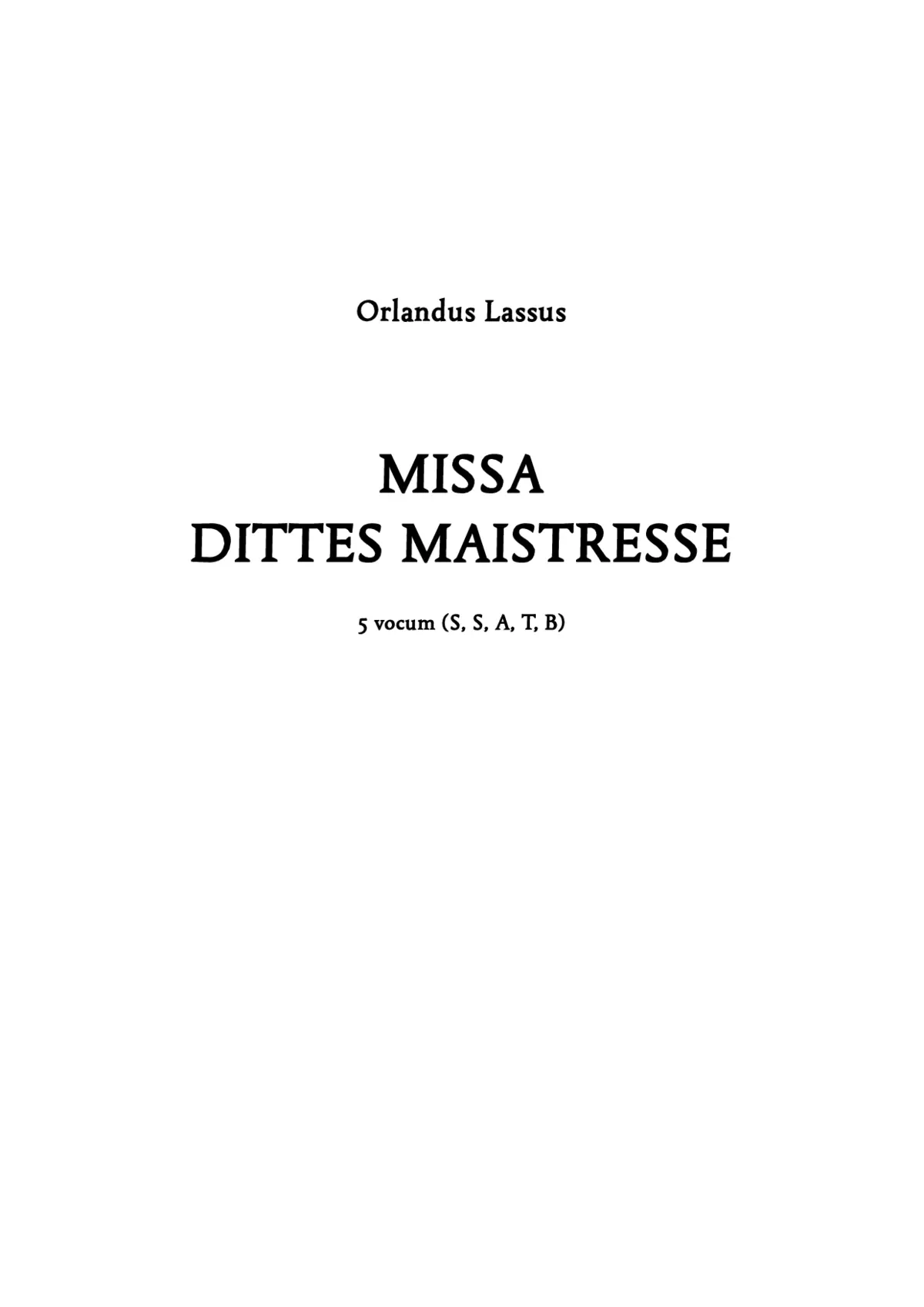 Missa Dittes maistresse - Page 1