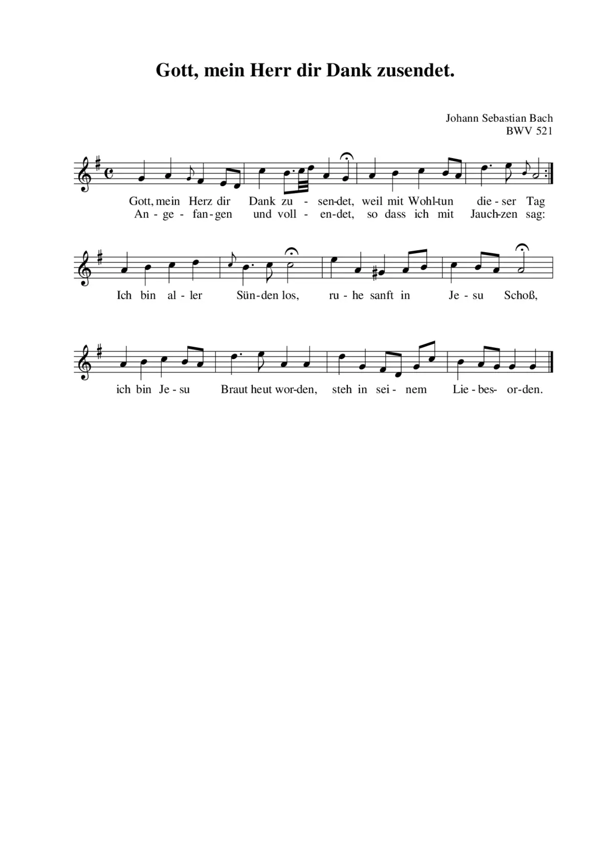 Gott mein Herz dir Dank zusendet - Page 1
