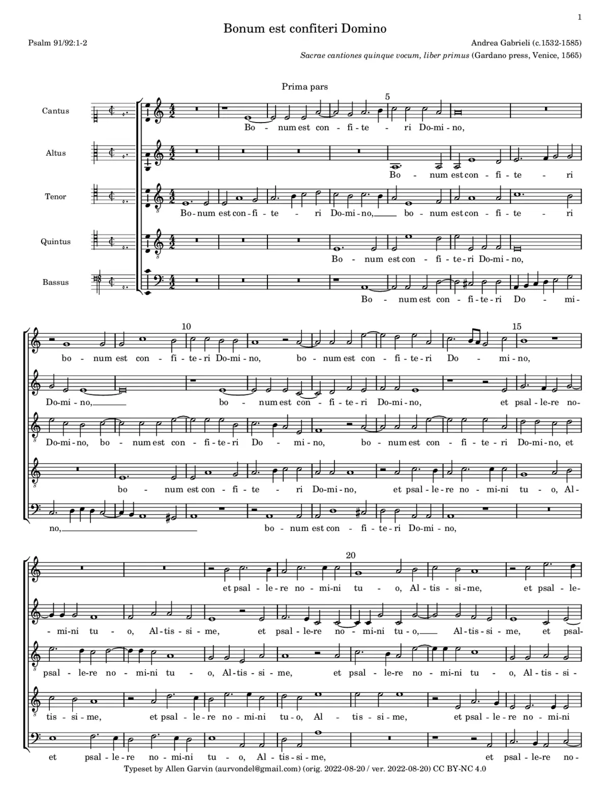 Bonum est confiteri Domino - Page 1