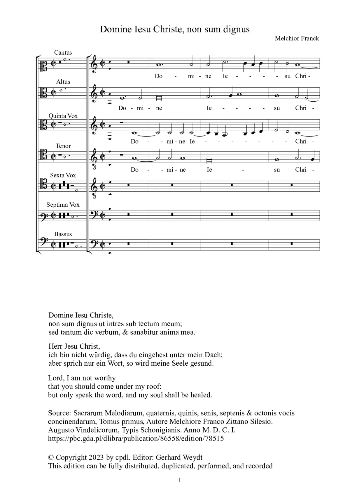 Domine Iesu Christe, non sum dignum - Page 1