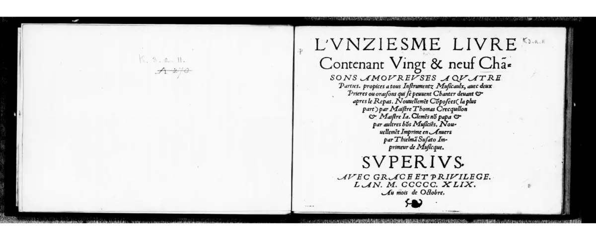L’unziesme livre des chansons - Page 1