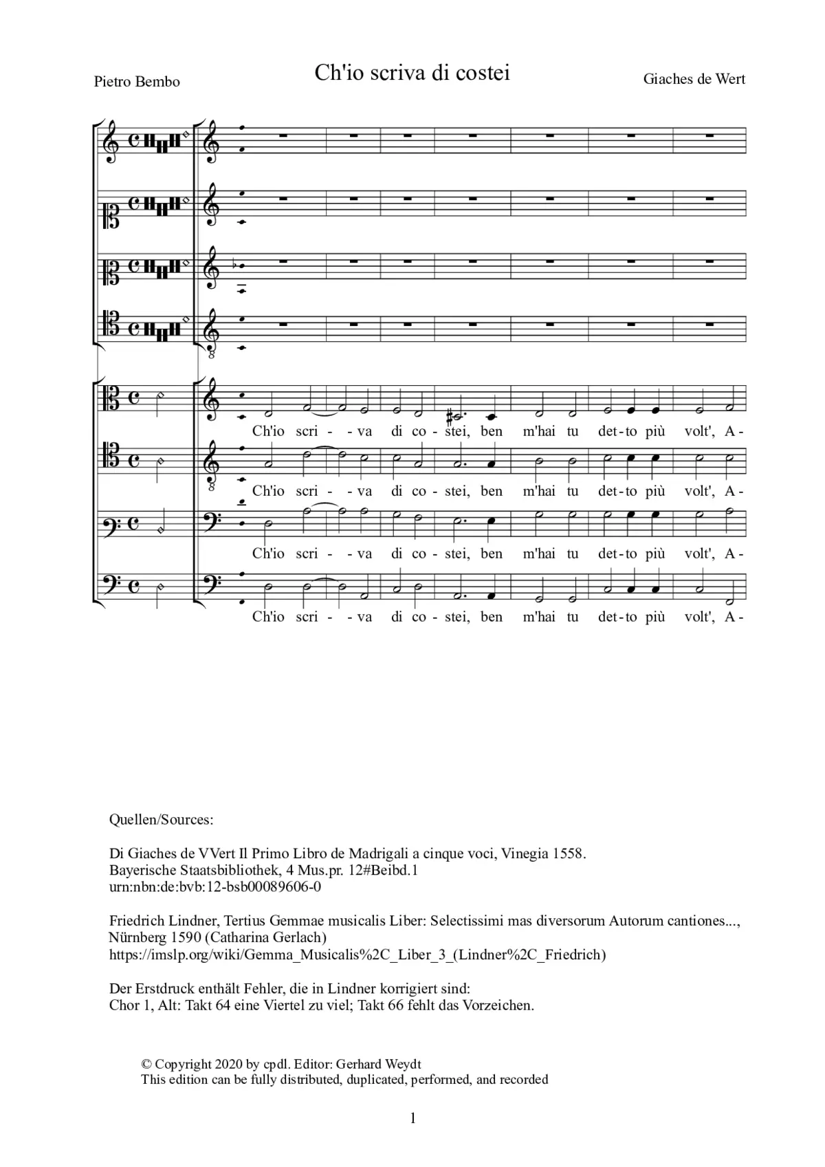 Ch'io scriva di costei - Page 1