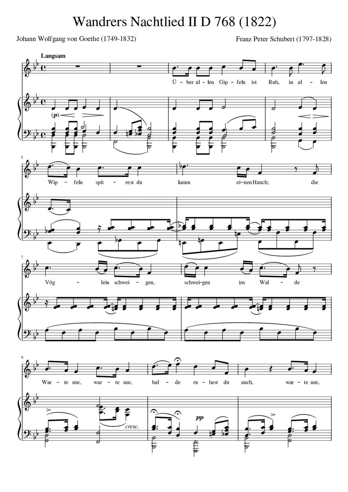 Wandrers Nachtlied D.768 - Page 1