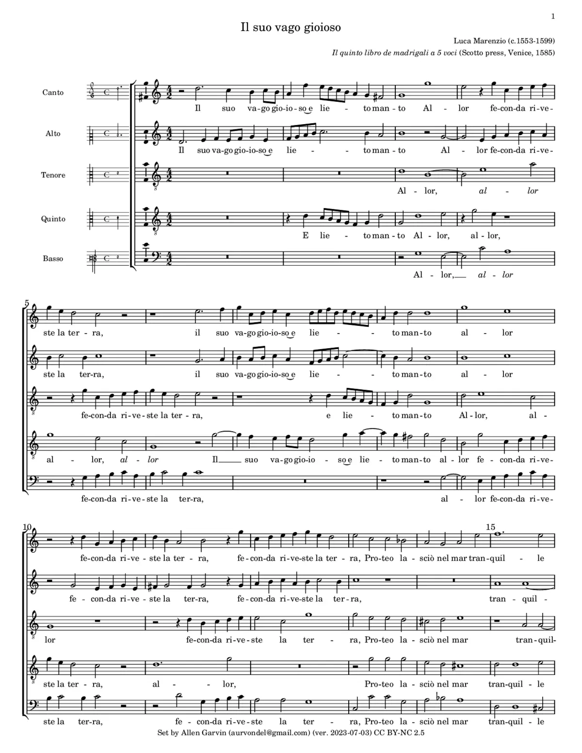 Il suo vago gioioso e lieto manto - Page 1