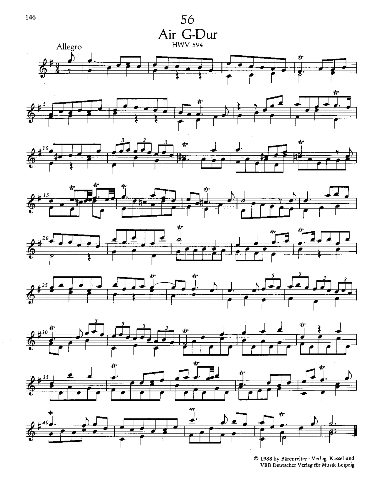 Air in G major, HWV 594 - Page 1