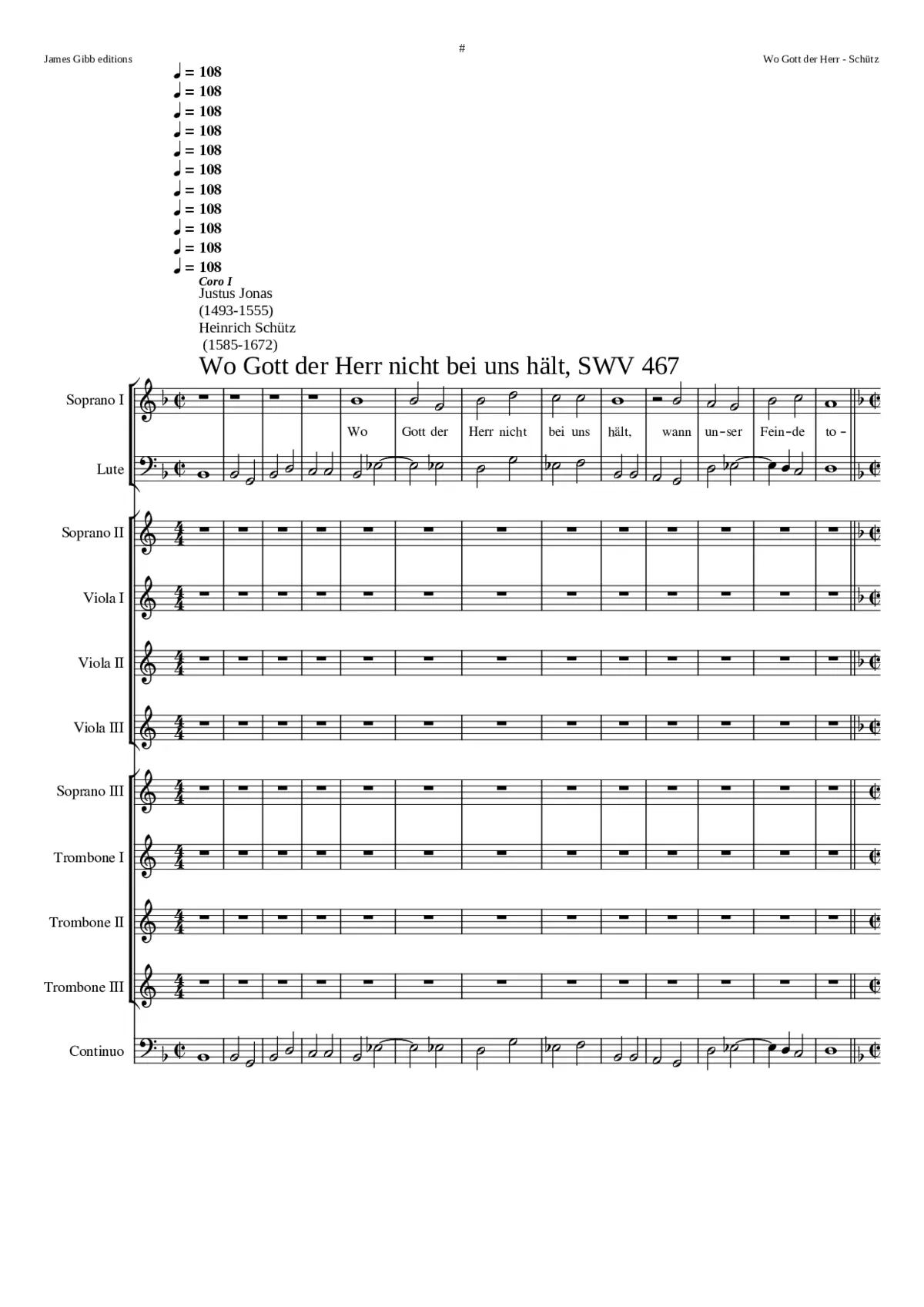 Wo Gott der Herr nicht bei uns hält SWV 467 - Page 1