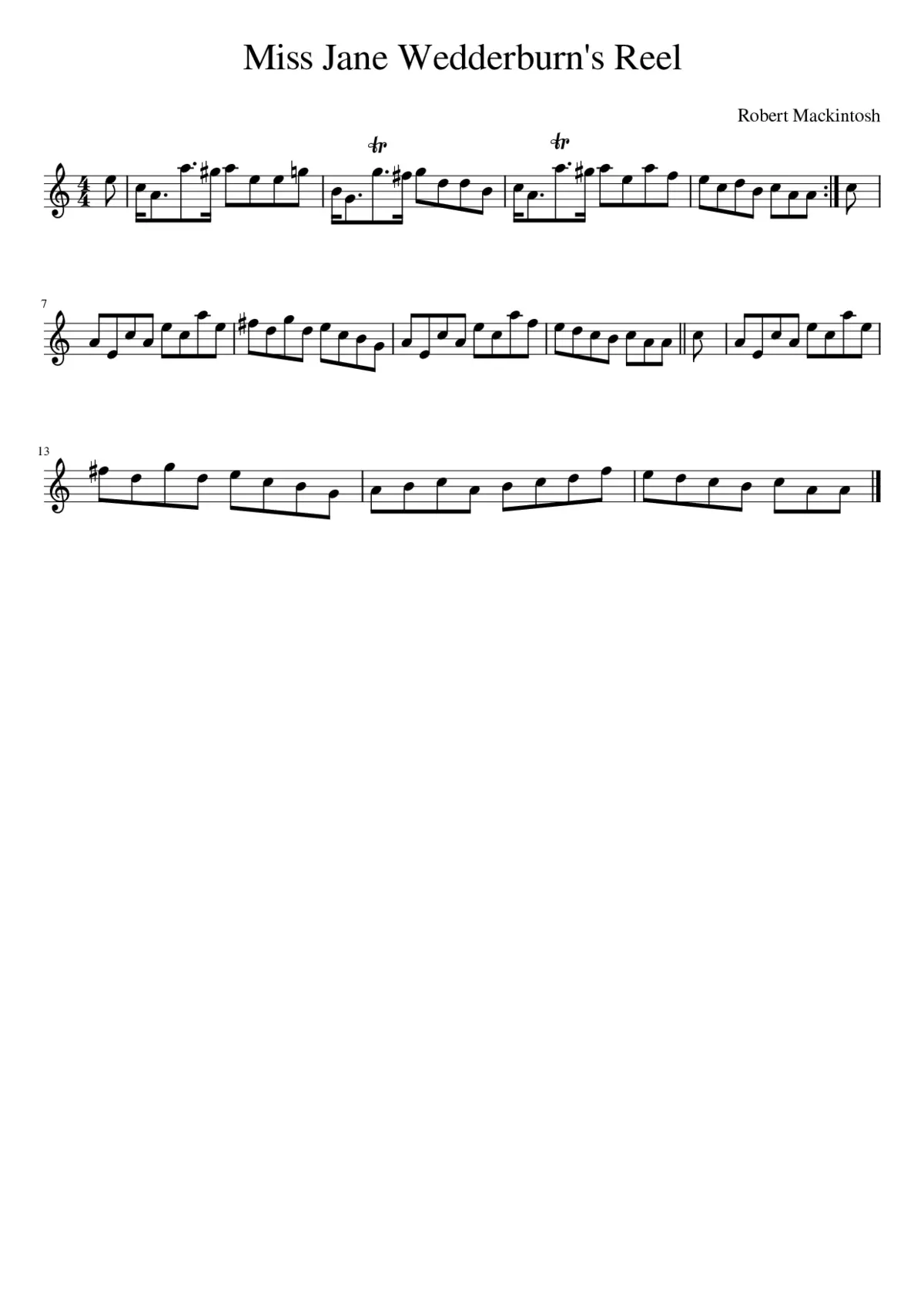 Miss Jane Wedderburn's Reel - Page 1