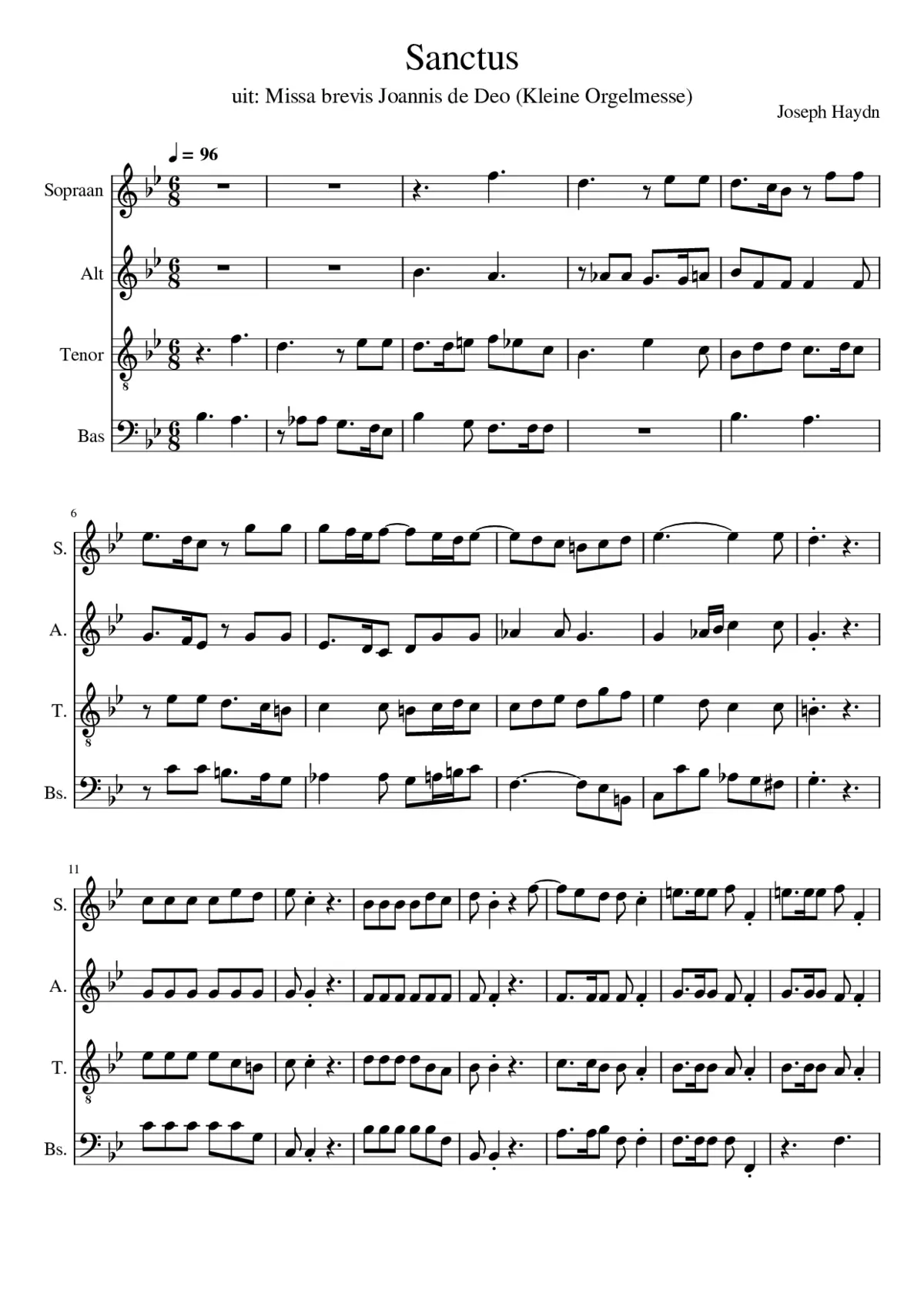 Kleine Orgelmesse or Missa brevis Sancti Joannis de Deo Mass No. 7 in Bb Major - Page 1