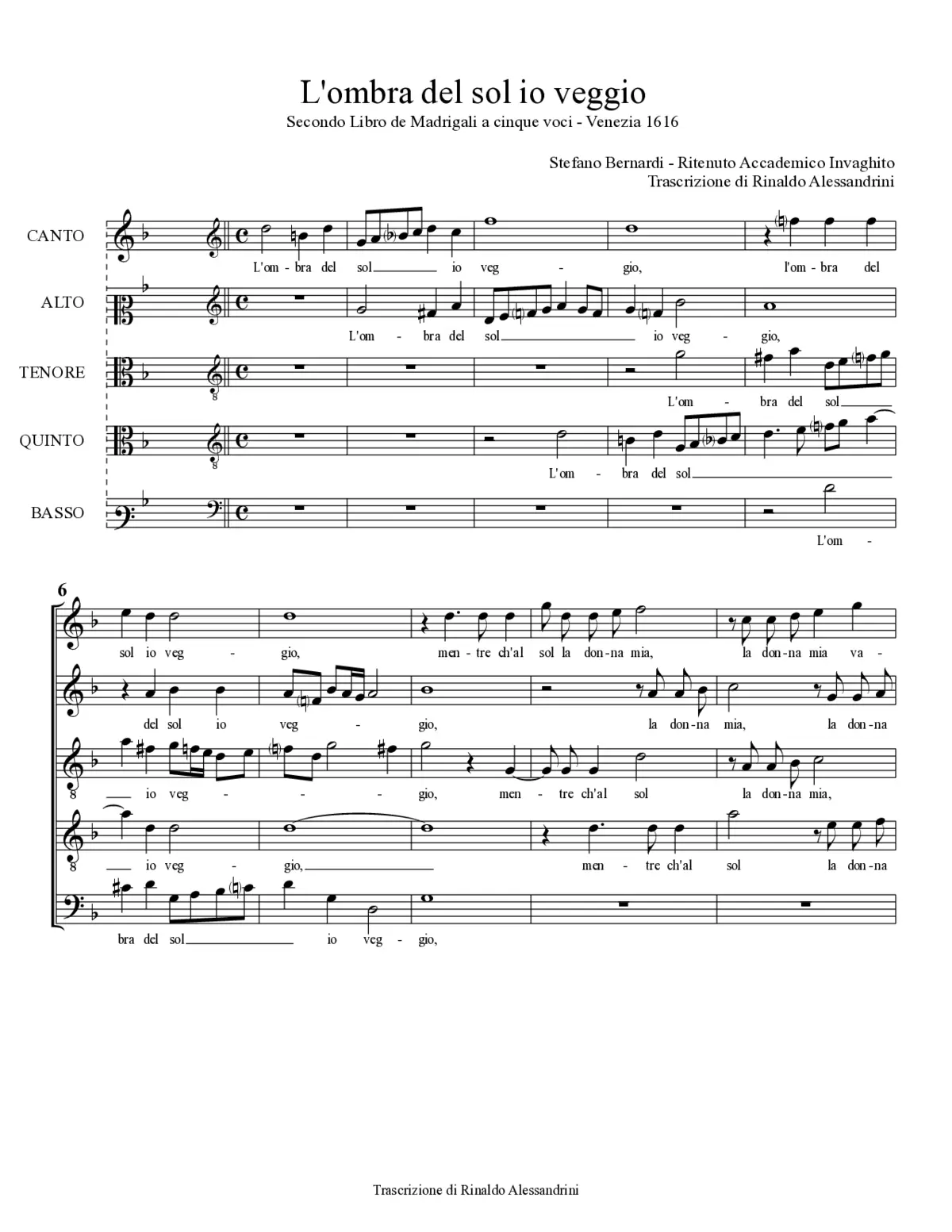 L'ombra del sol io veggio - Page 1
