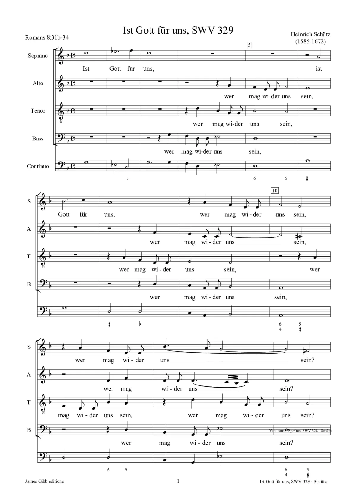 Ist Gott für uns, SWV 329 - Page 1