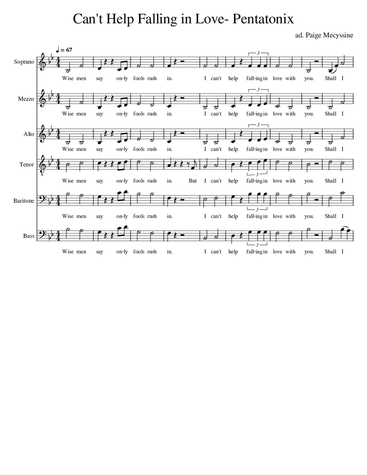 Can't Help Falling In Love - Page 1