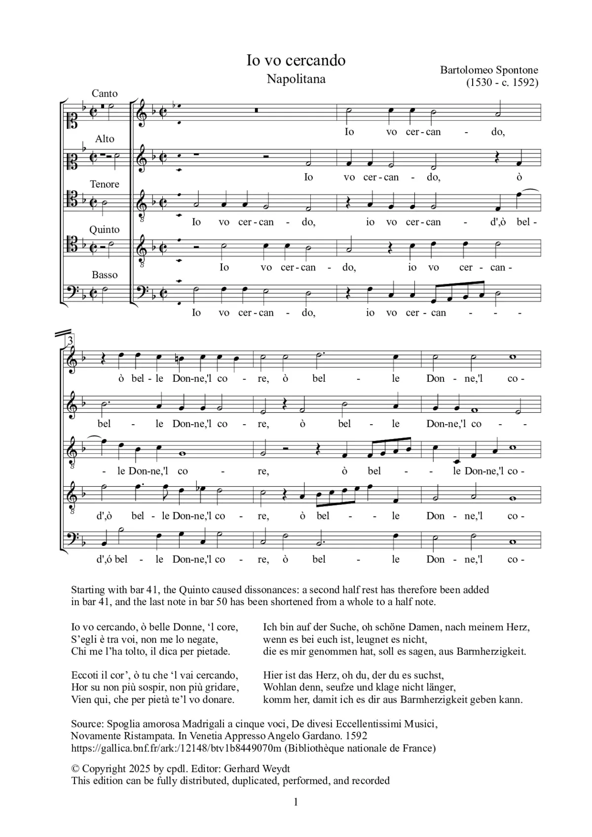 Io vo cercando - Page 1