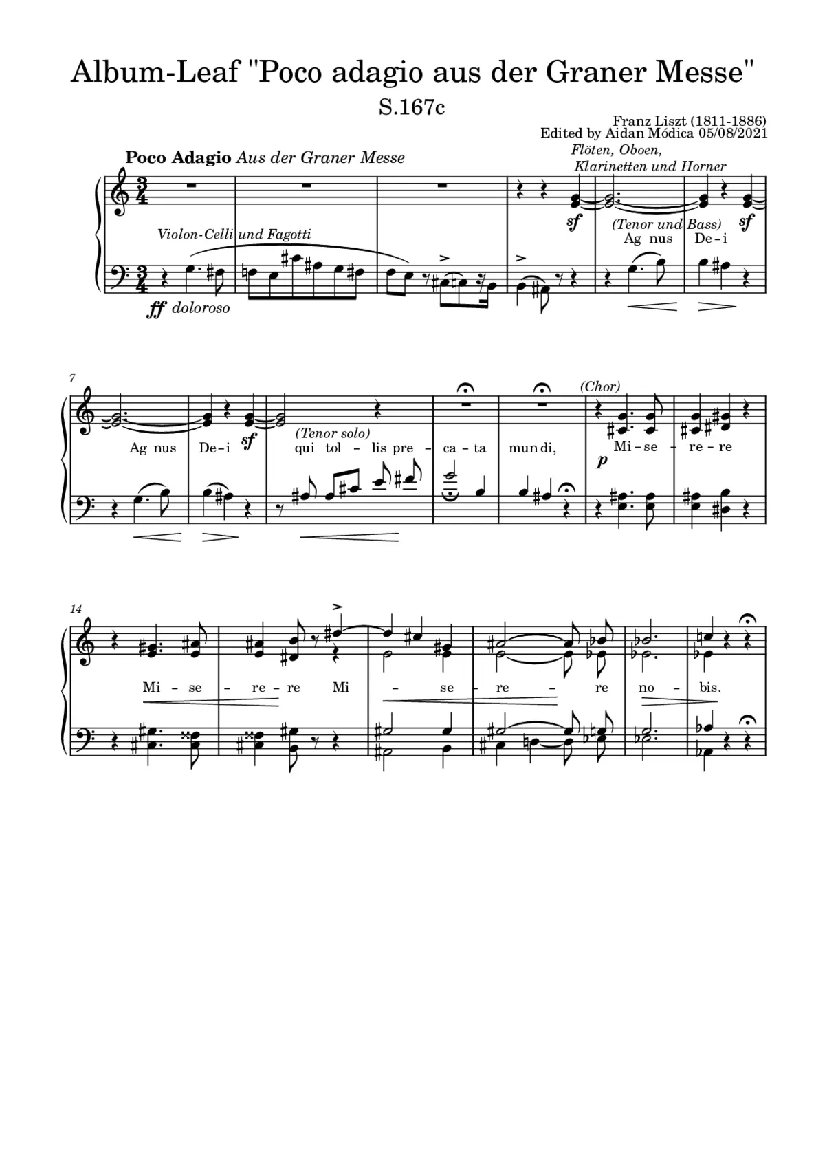Album-Leaf 'Poco adagio aus der Graner Messe' - Page 1