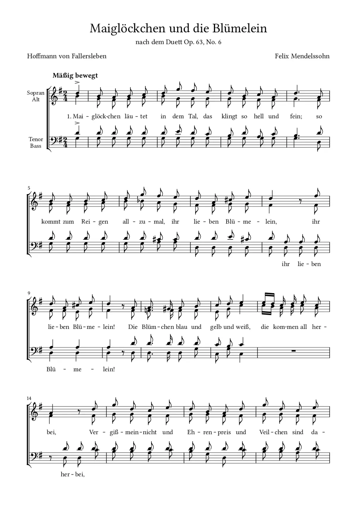 Maiglöckchen und die Blümelein, Op. 63, No. 6 - Page 1