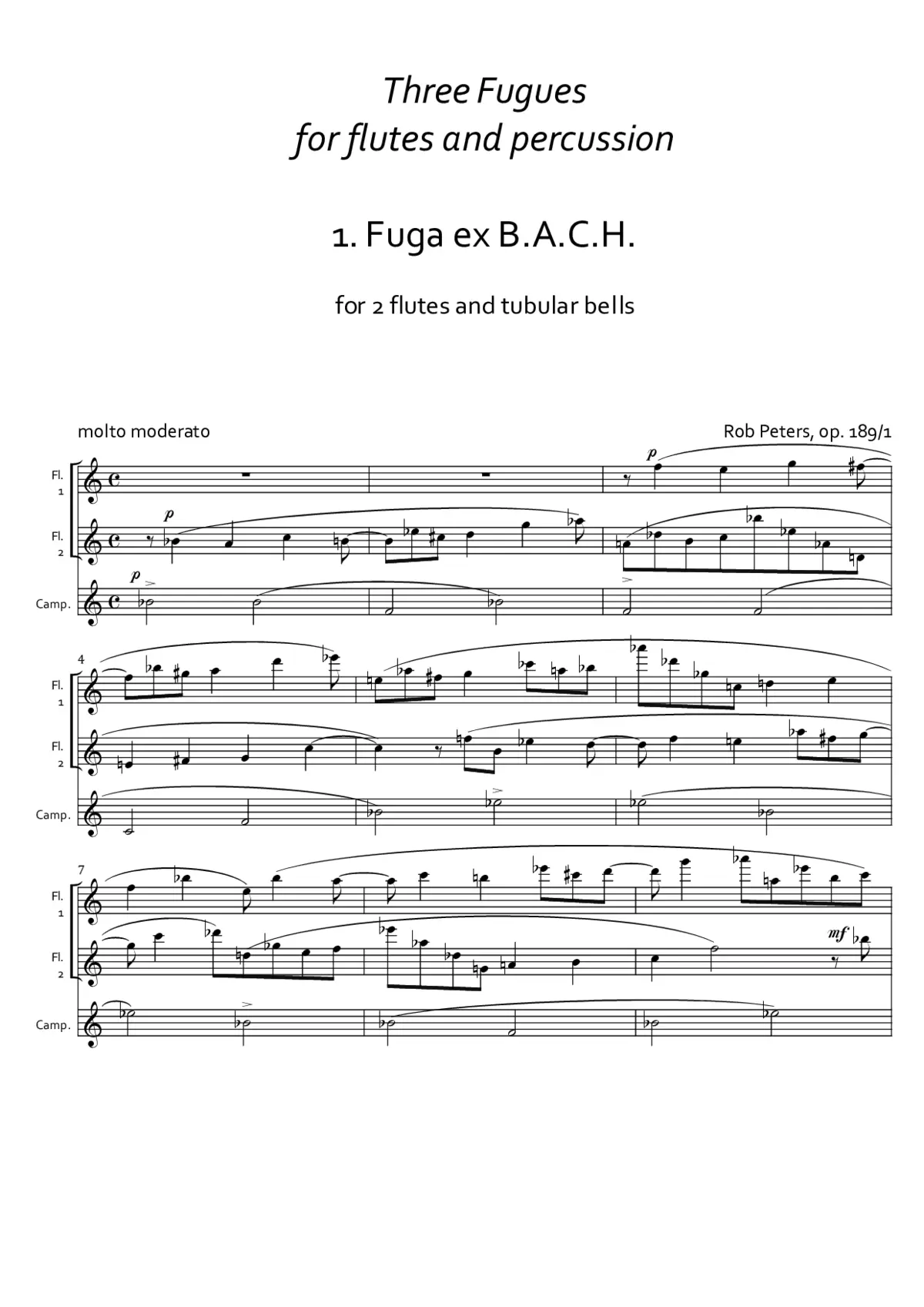 3 Fugues for Flutes and Percussion - Page 1