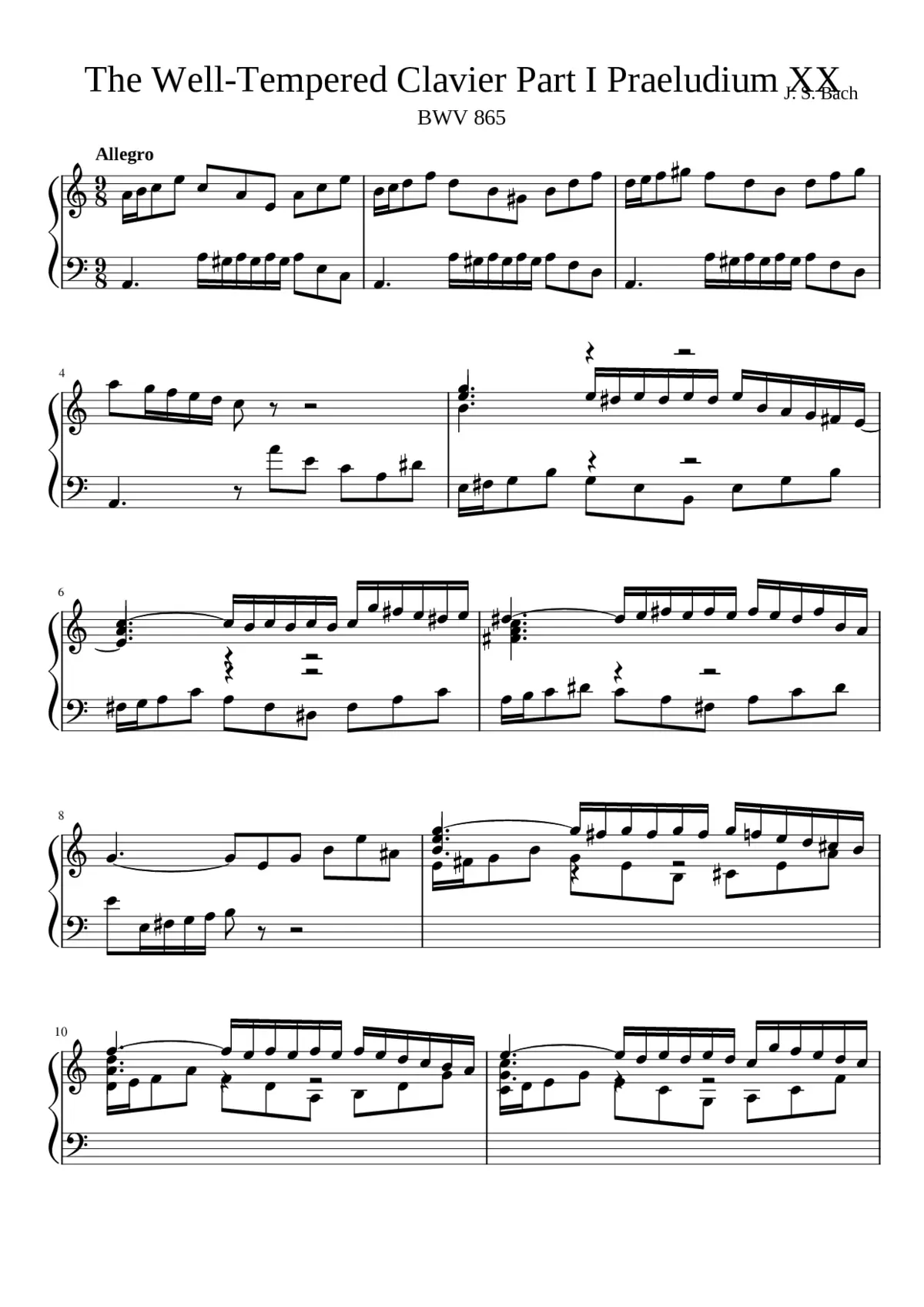 Prelude and Fugue in A minor BWV 865 - Page 1