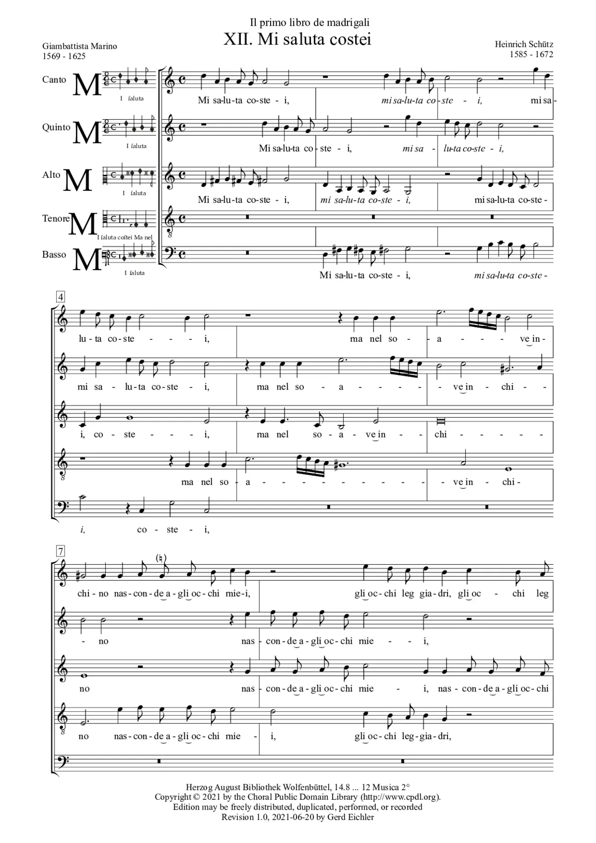 Mi saluta costei, SWV 12 - Page 1