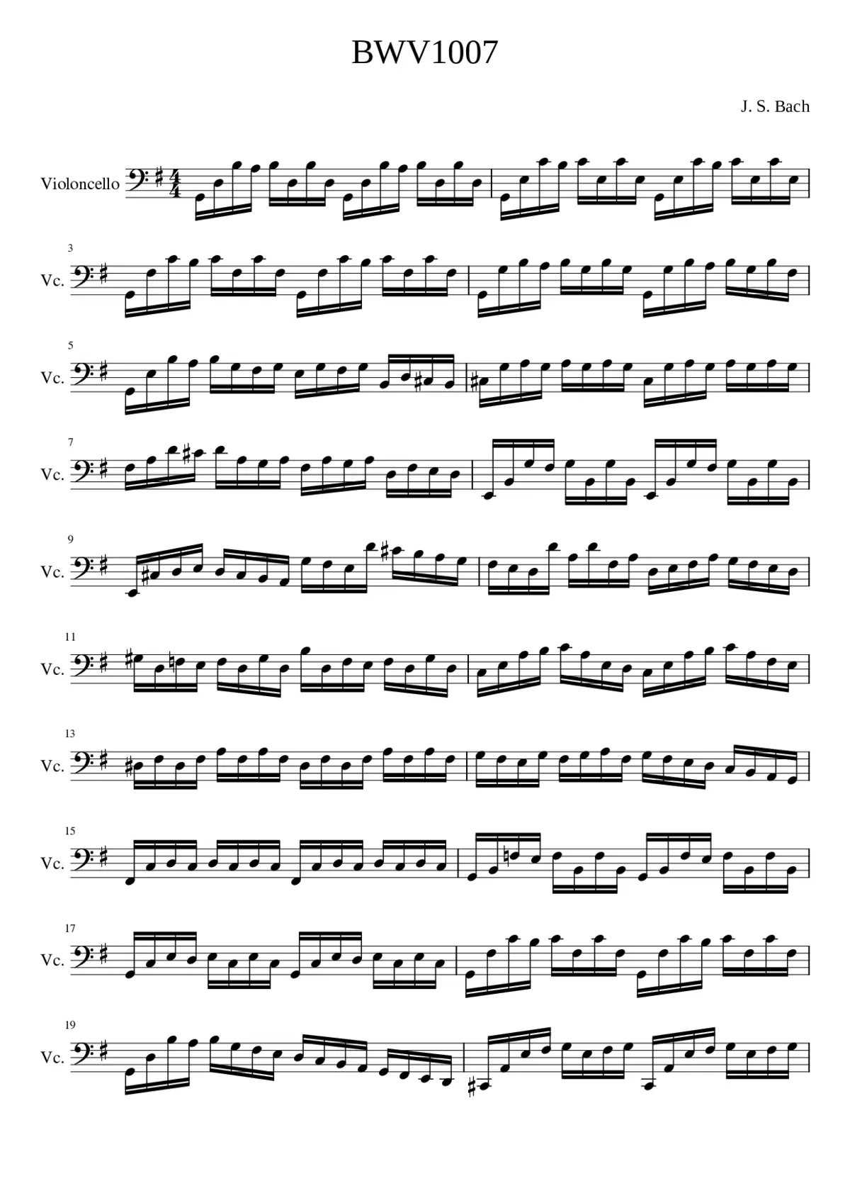 Cello Suite No.1 in G major BWV 1007 - Page 1