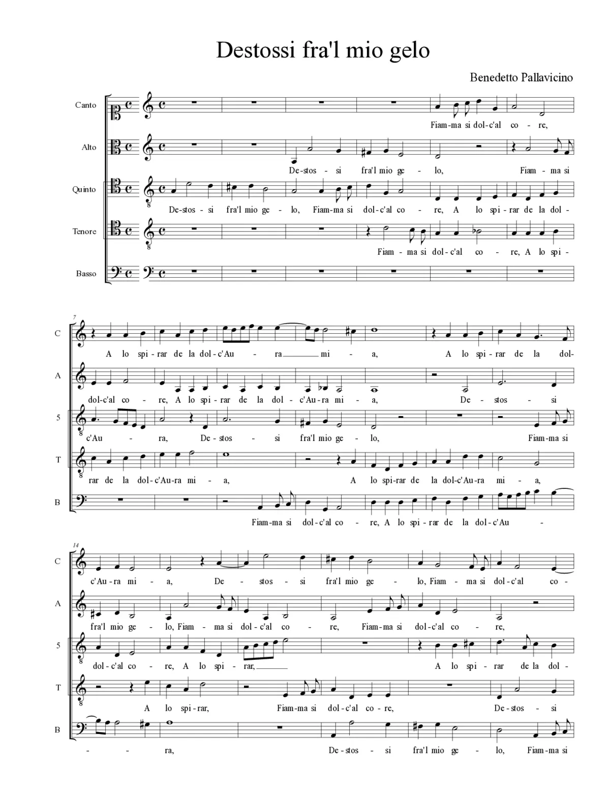 Destossi fra'l mio gelo - Page 1