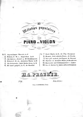 12 Mélodies populaires pour Piano et Violon