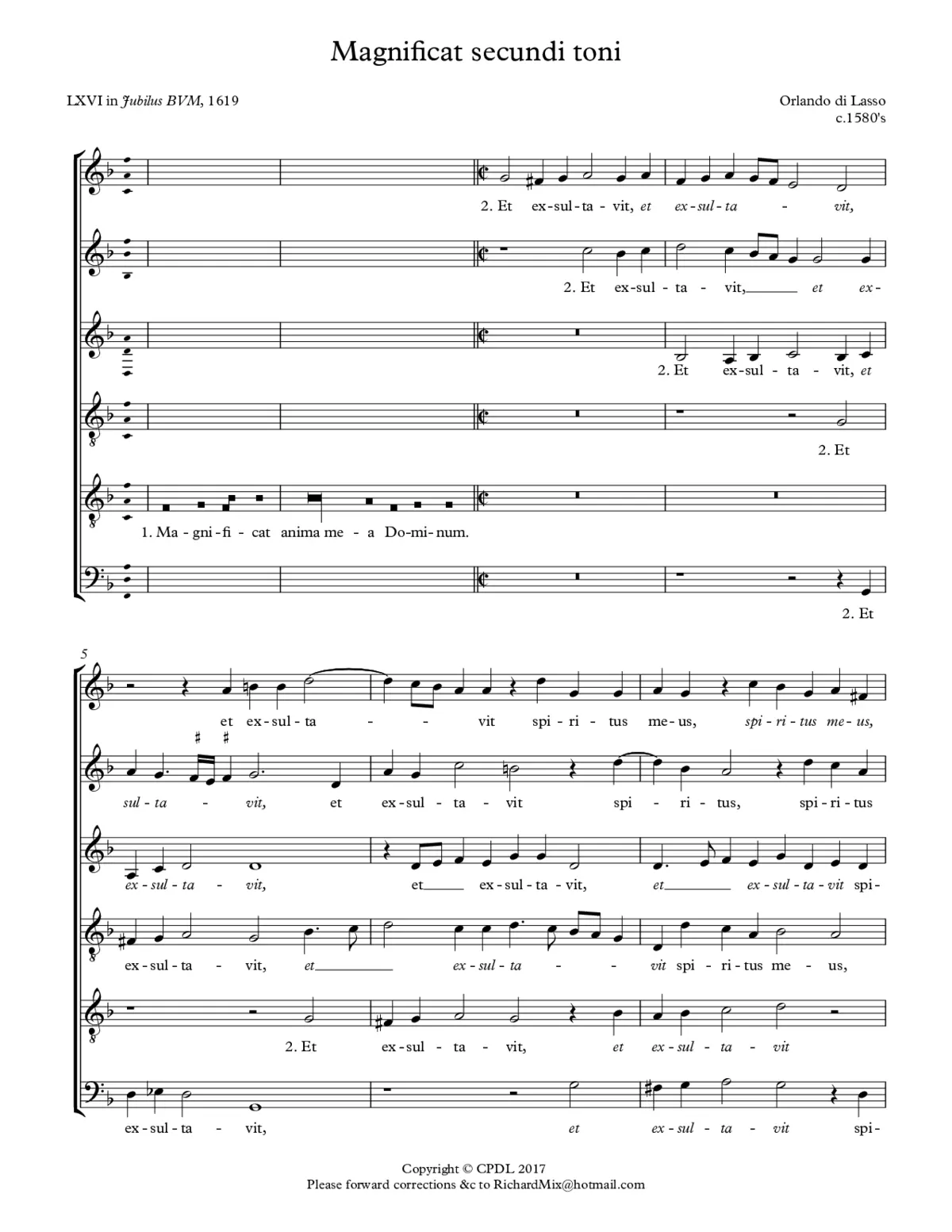 Magnificat secondi toni, JBV 66 - Page 1