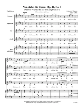 Nun stehn die Rosen, Op. 44, No. 7