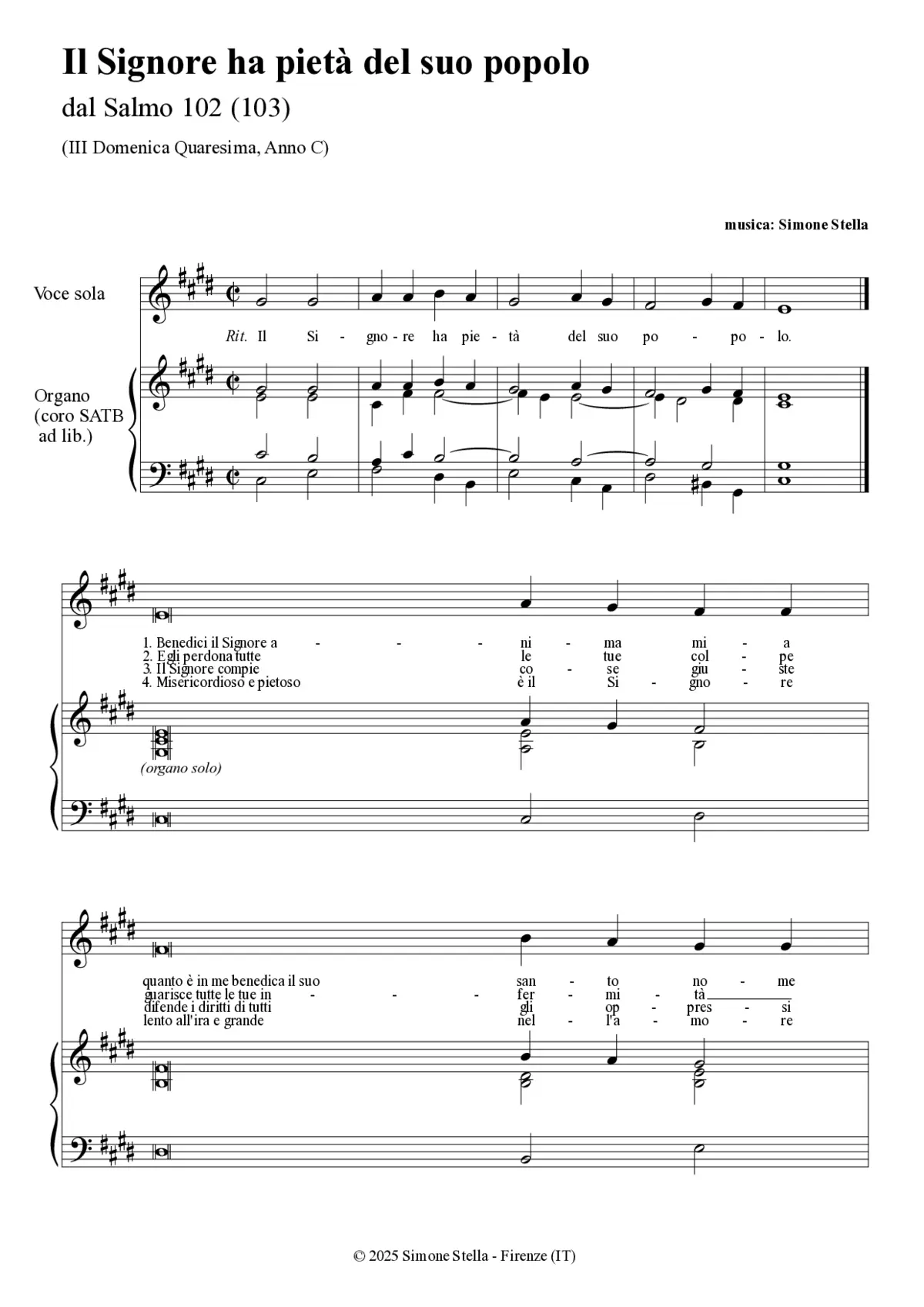 Il Signore ha pietà del suo popolo (Psalm 102-103) - Page 1