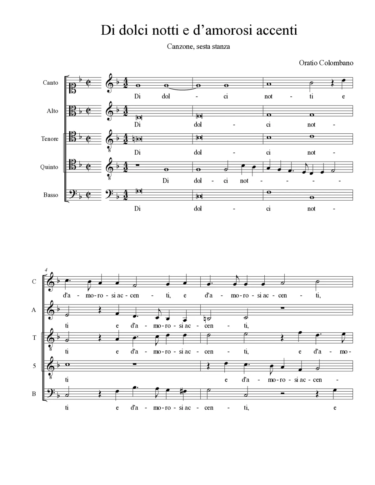 Di dolci notti e d’amorosi accenti - Page 1